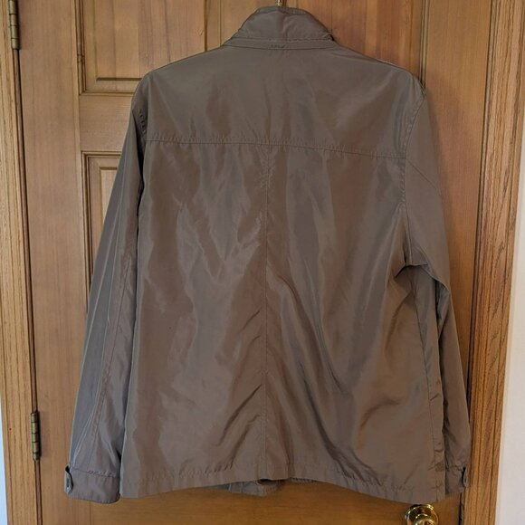 Merona Mens Rain Resistant Jacket w/Hidden Hood Zipper Snap Closure XL Gray - Picture 7 of 8